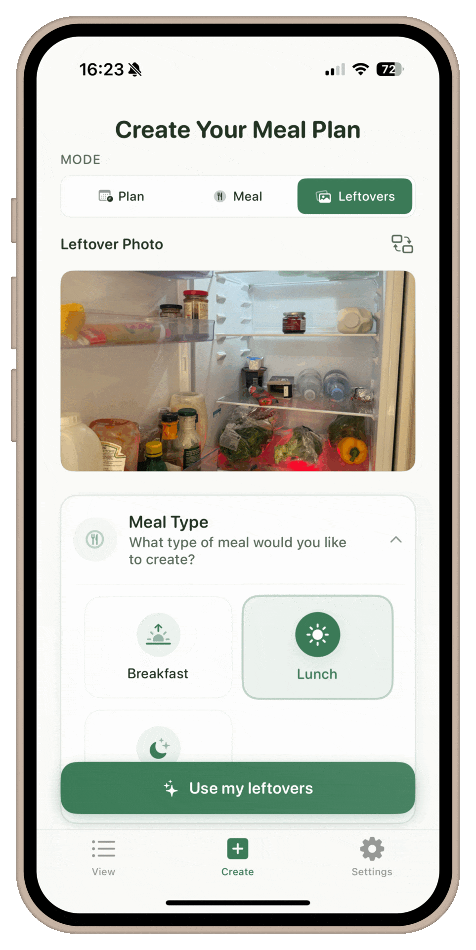 Cuvio AI meal planner app demonstration